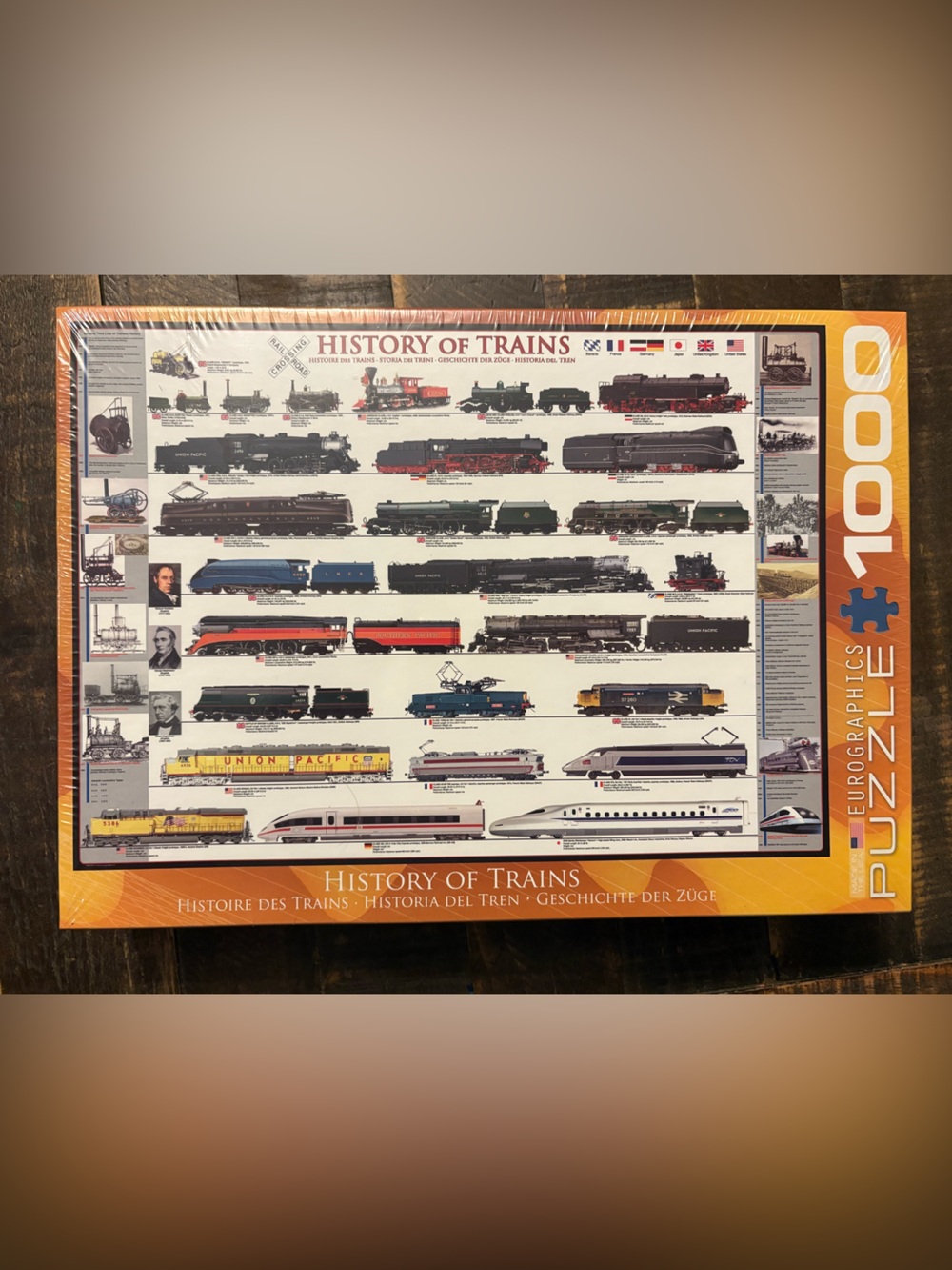 Eurographics History of Trains 1000pc Puzzle New Sealed France Germany US Japan